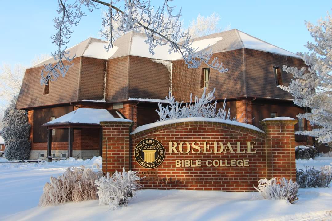 Rosedale Bible College sign.