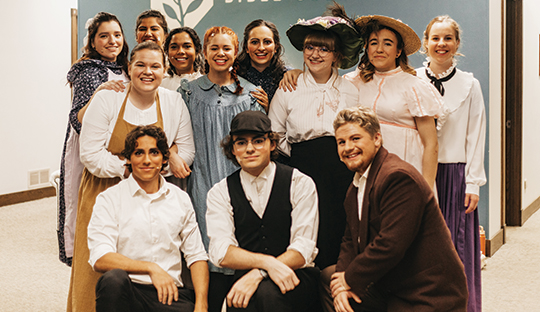 A group of students in costumes for a drama